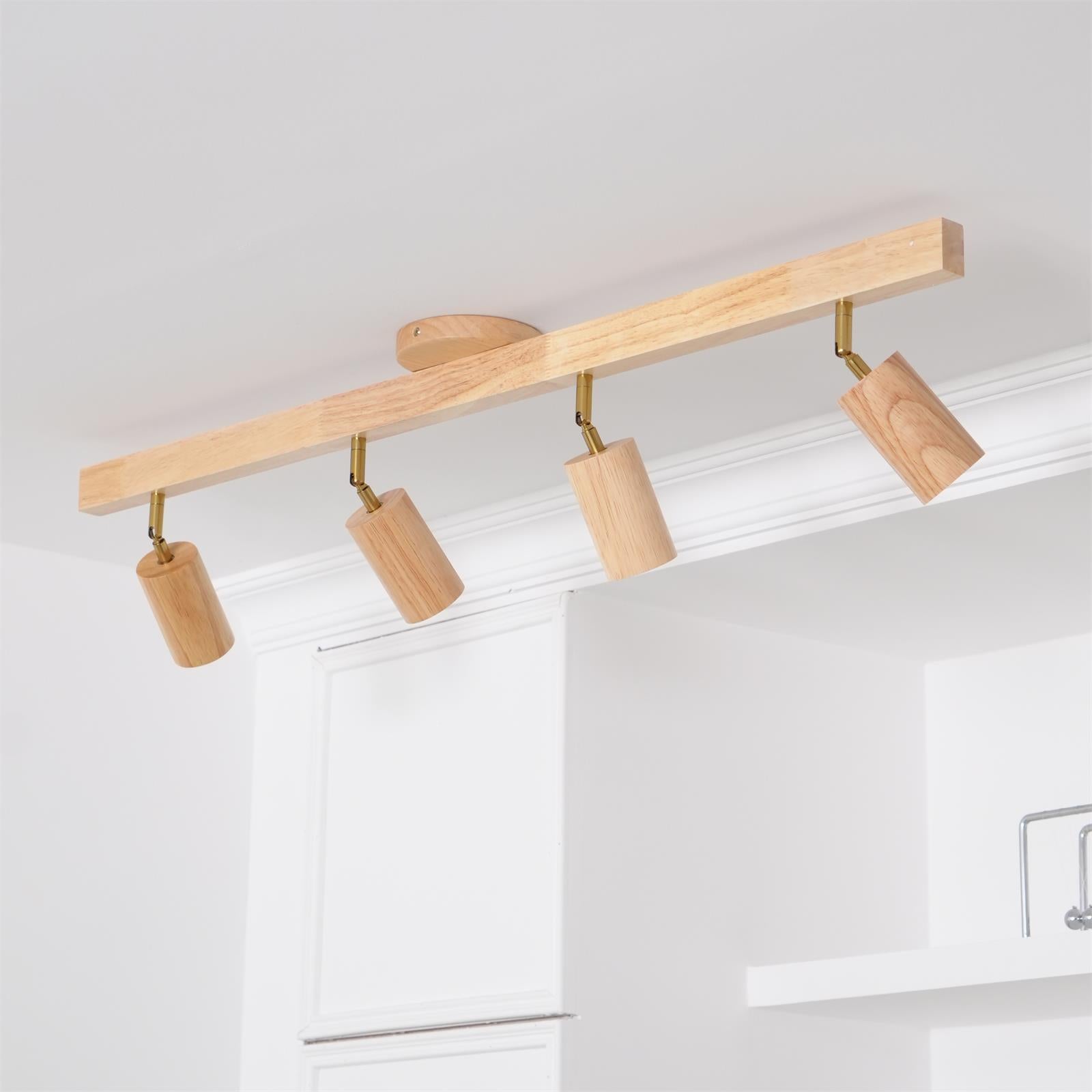 Wood and Gold LED Track Light | Linear Ceiling Spotlight, 3000K