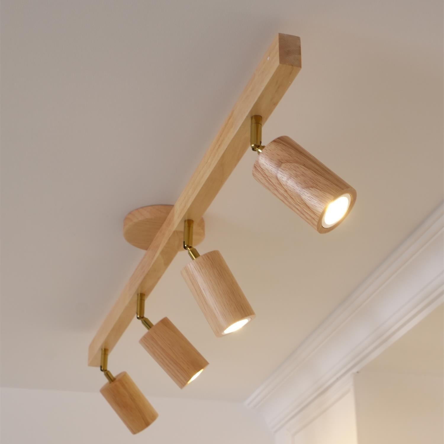 Wood and Gold LED Track Light | Linear Ceiling Spotlight, 3000K