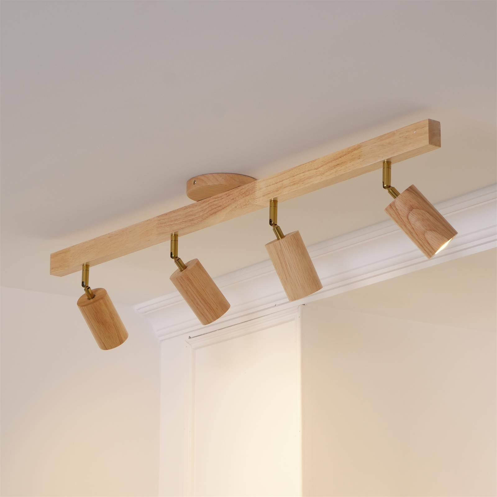 Wood and Gold LED Track Light | Linear Ceiling Spotlight, 3000K