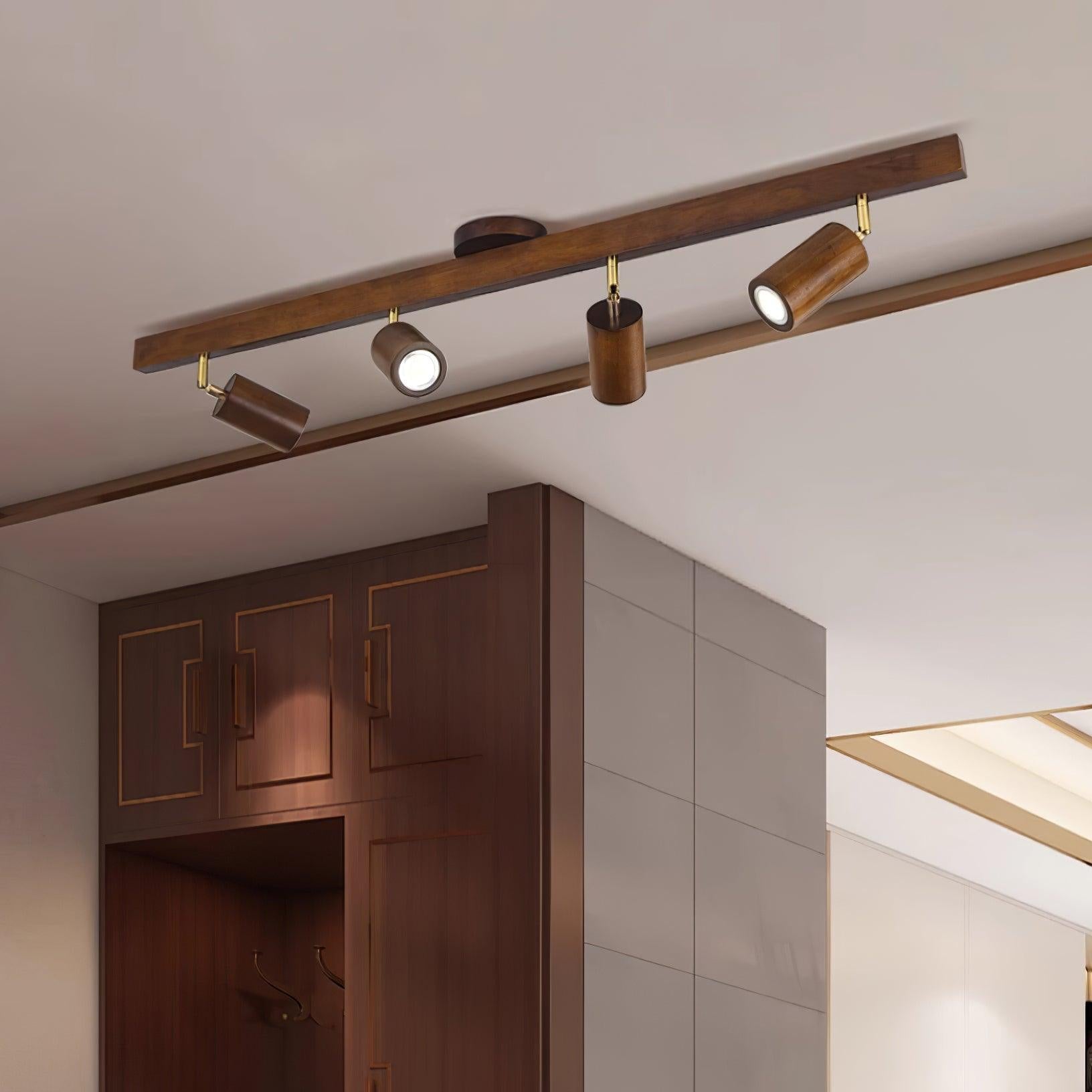 Wood and Gold LED Track Light | Linear Ceiling Spotlight, 3000K