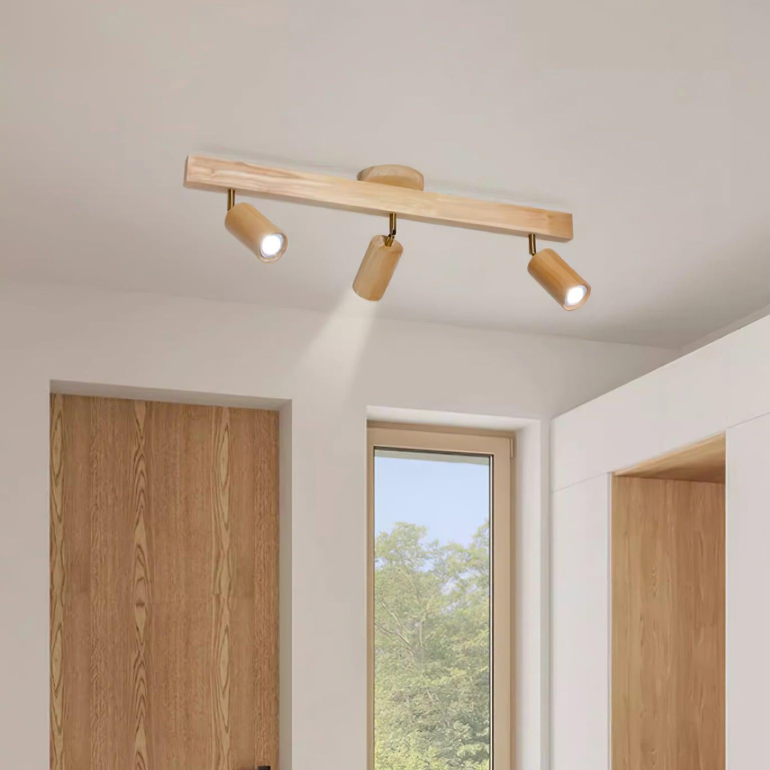 Wood and Gold LED Track Light | Linear Ceiling Spotlight, 3000K
