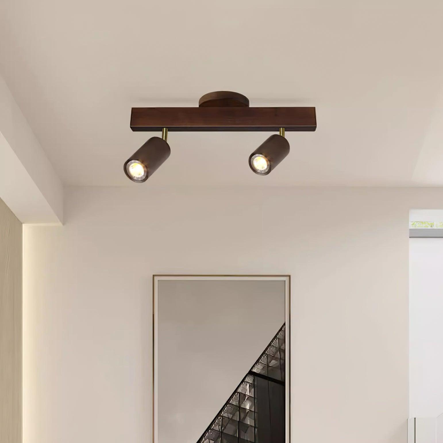 Wood and Gold LED Track Light | Linear Ceiling Spotlight, 3000K