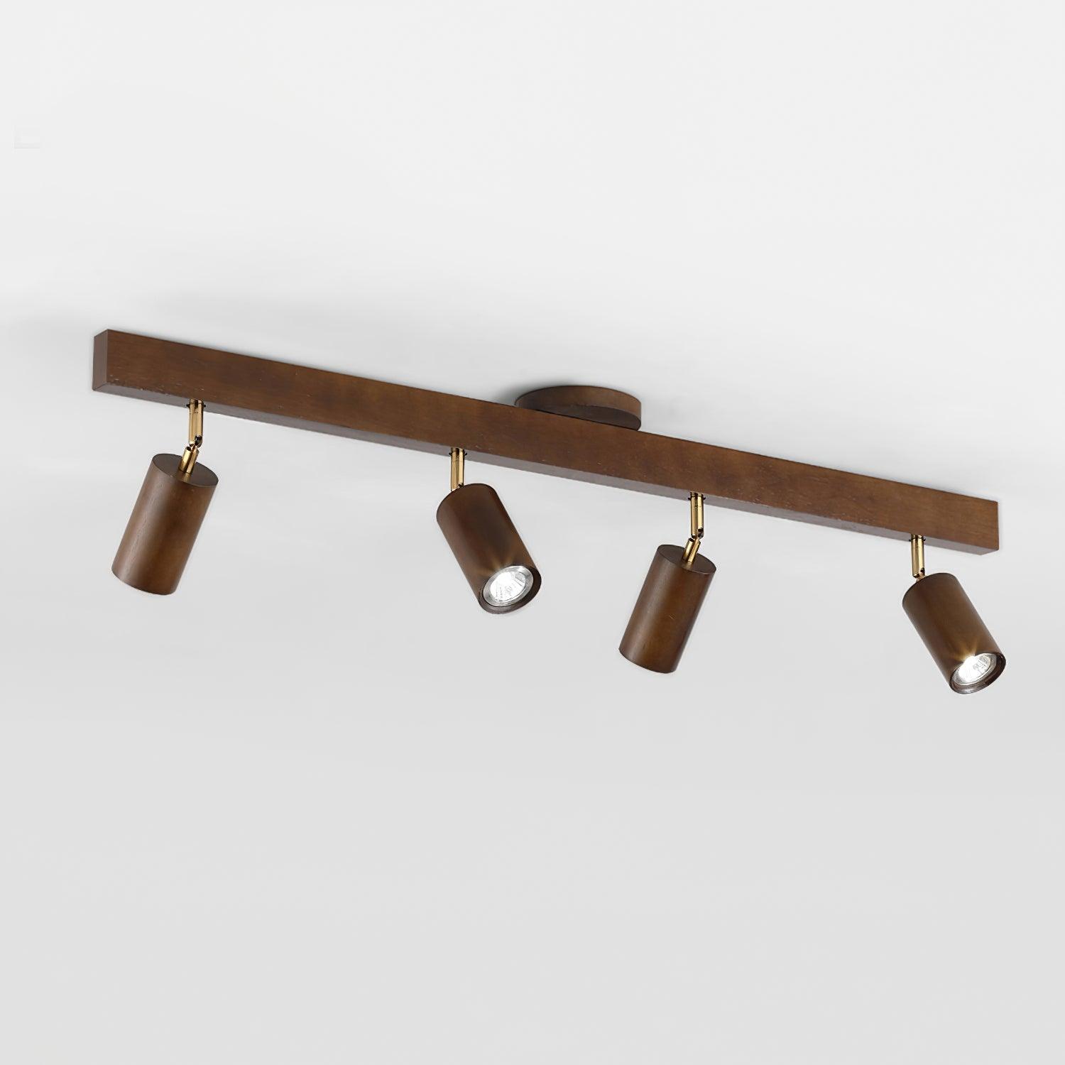 Wood and Gold LED Track Light | Linear Ceiling Spotlight, 3000K