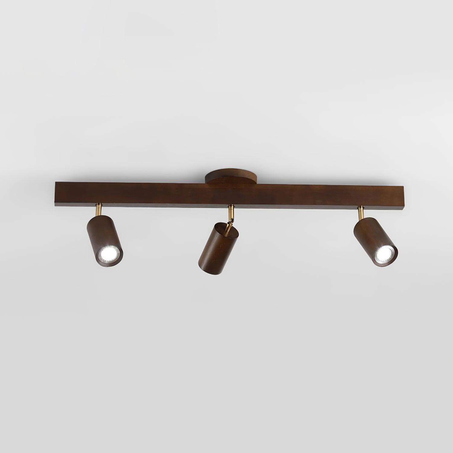 Wood and Gold LED Track Light | Linear Ceiling Spotlight, 3000K