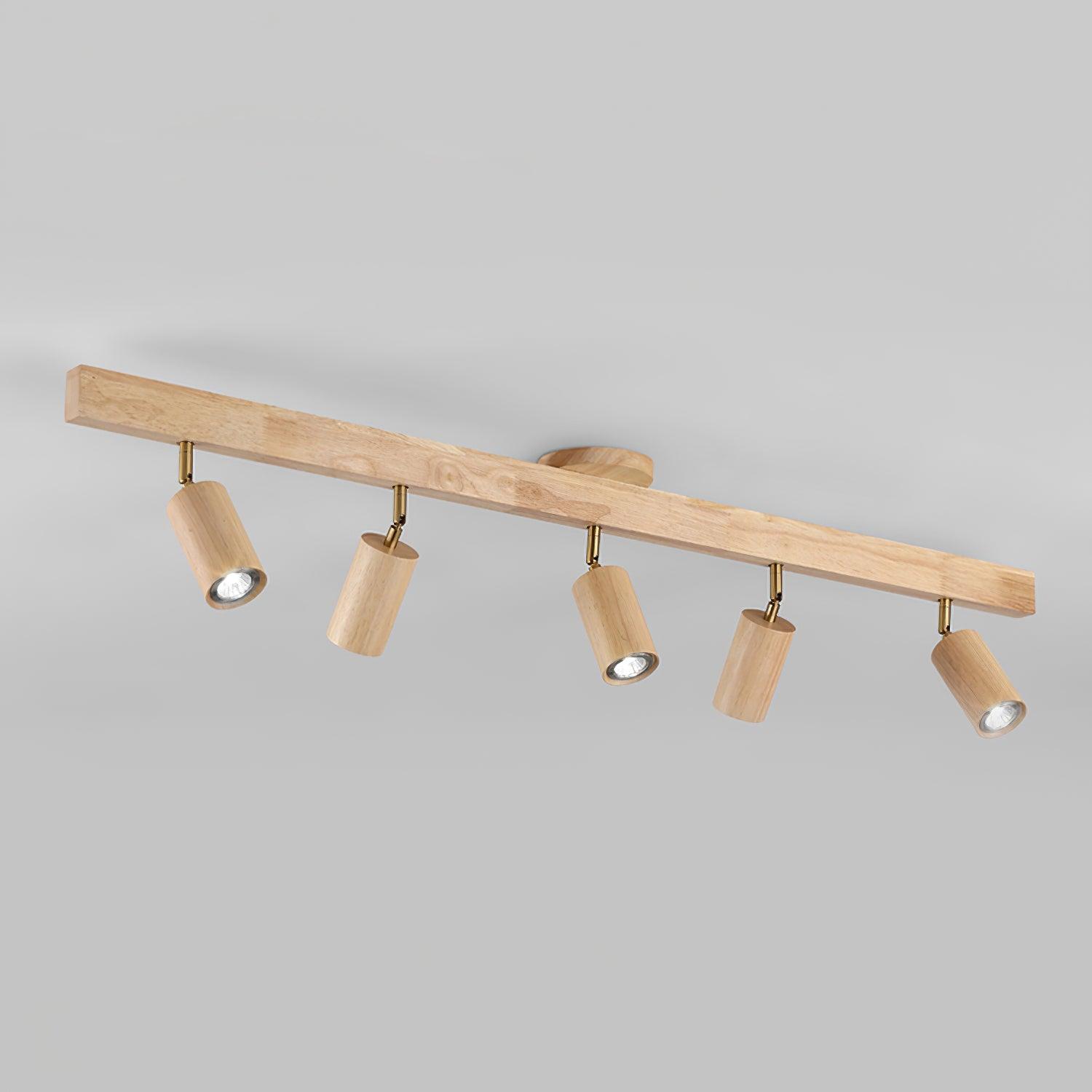 Wood and Gold LED Track Light | Linear Ceiling Spotlight, 3000K