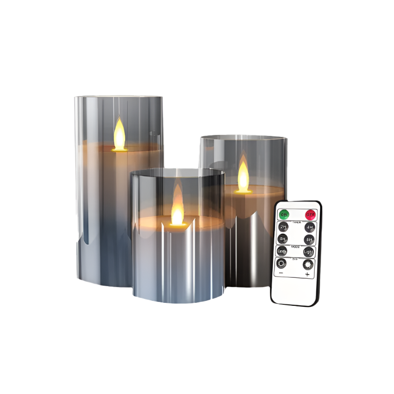 Real Wax LED Candle Set | Set of 3, Flame Effect with Remote