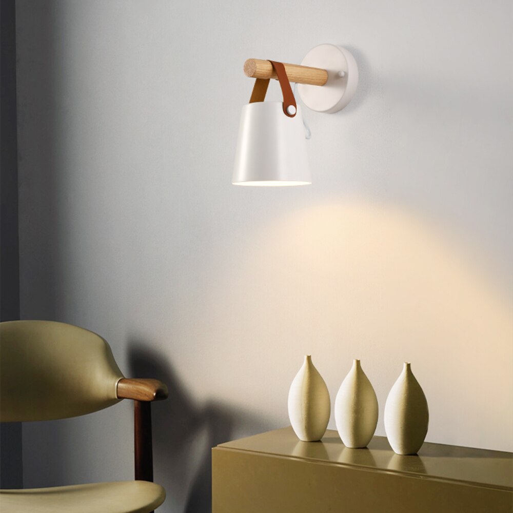 Timber and Leather Wall Lamp | Scandinavian Design, E27