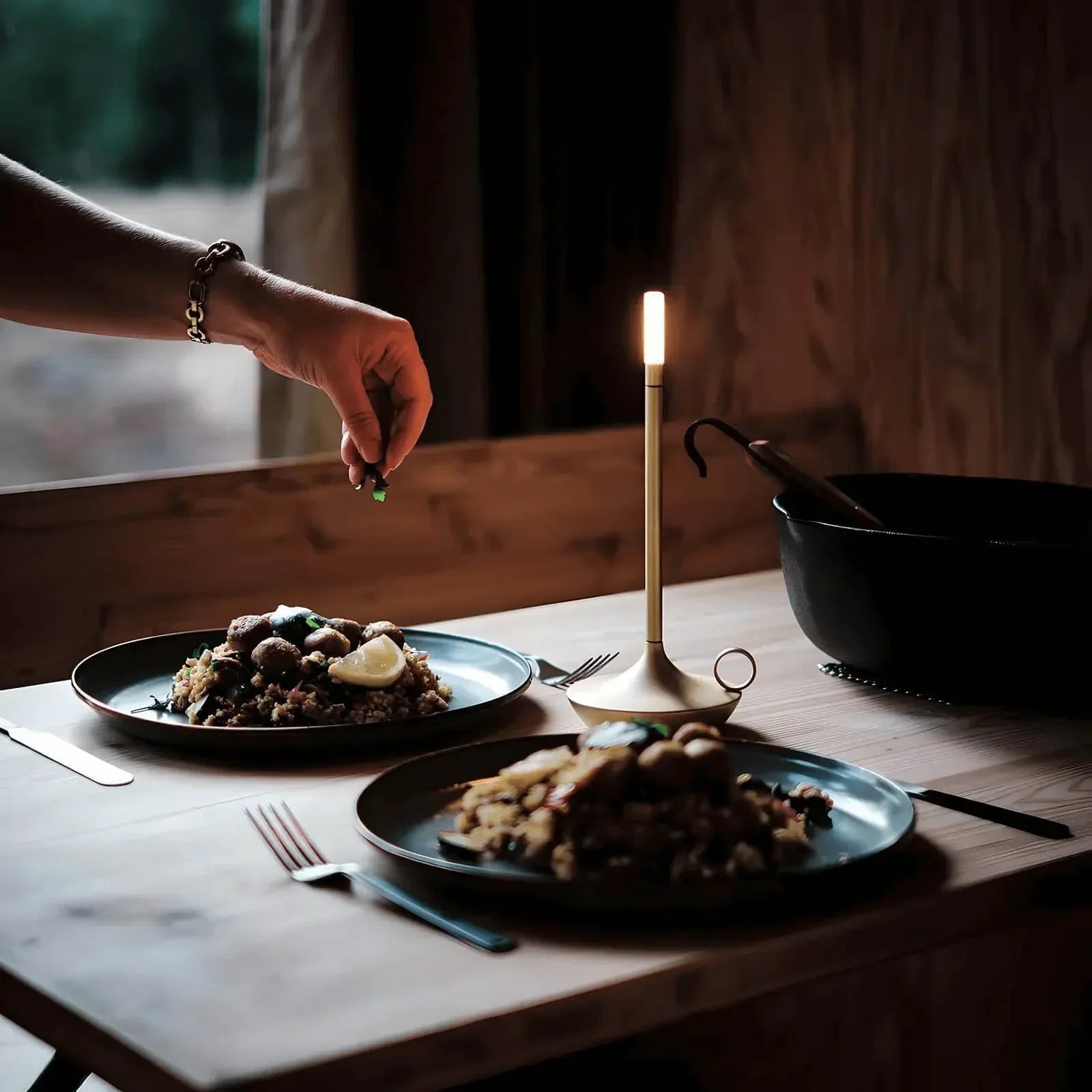 Scandinavian LED Table Lamp | Wireless, Dimmable Brushed Aluminium