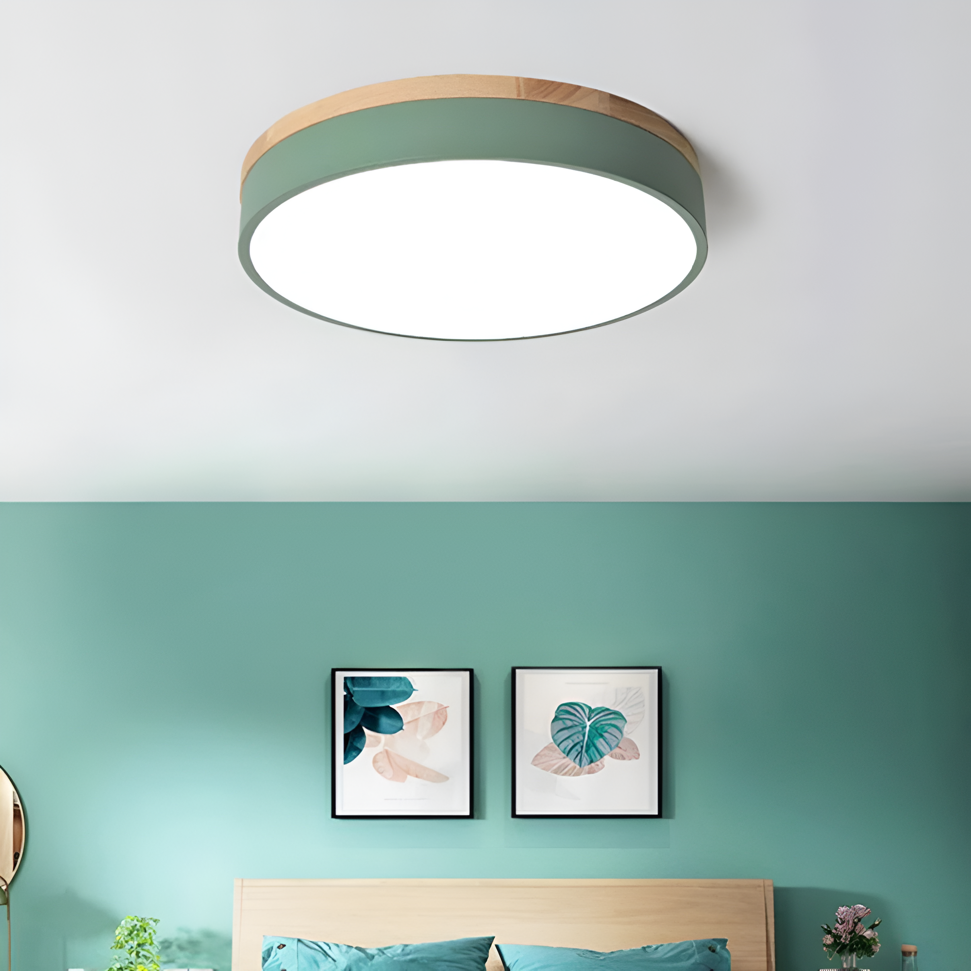 Round Flush Ceiling Light | Nordic Minimalist, Acrylic and Wood