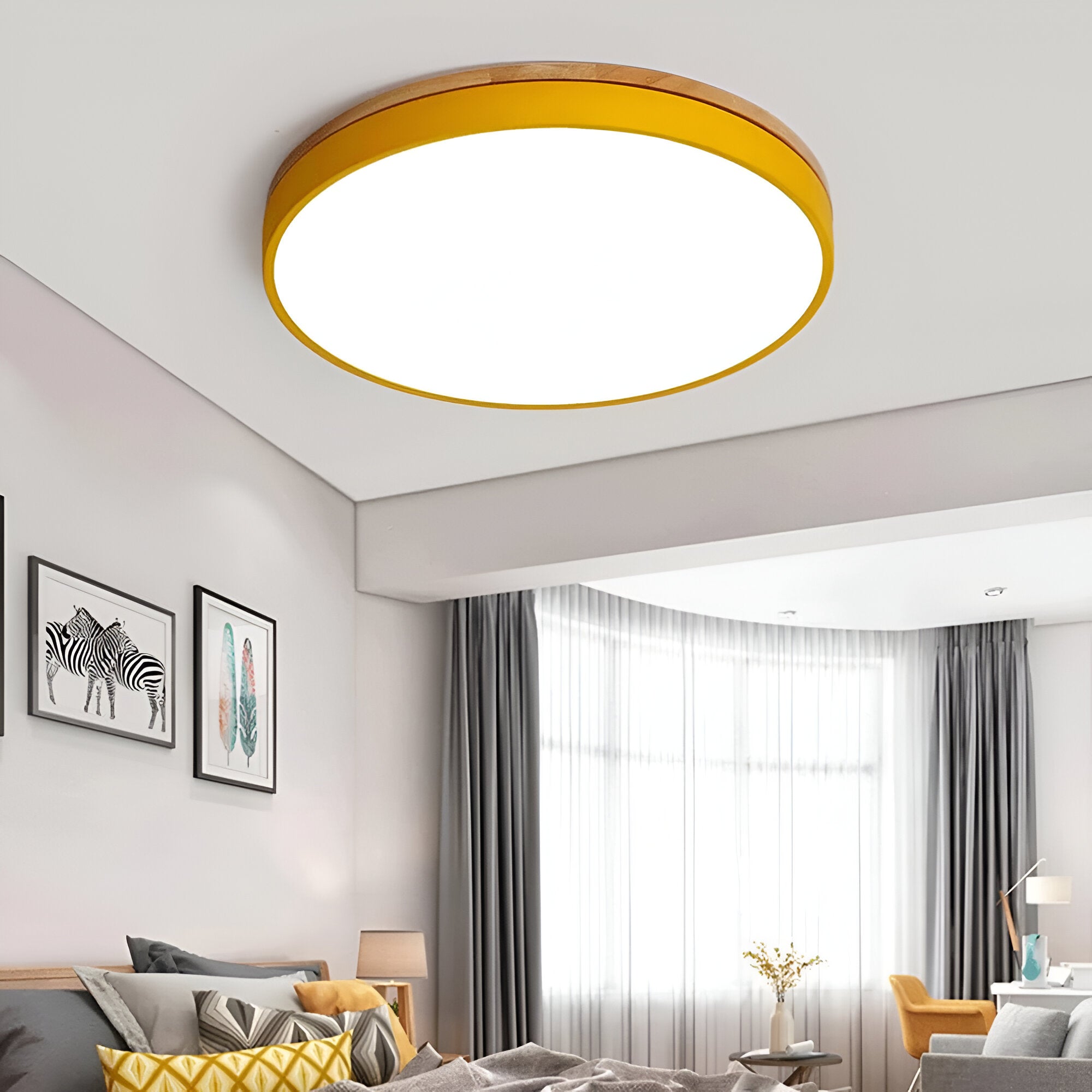 Round Flush Ceiling Light | Nordic Minimalist, Acrylic and Wood
