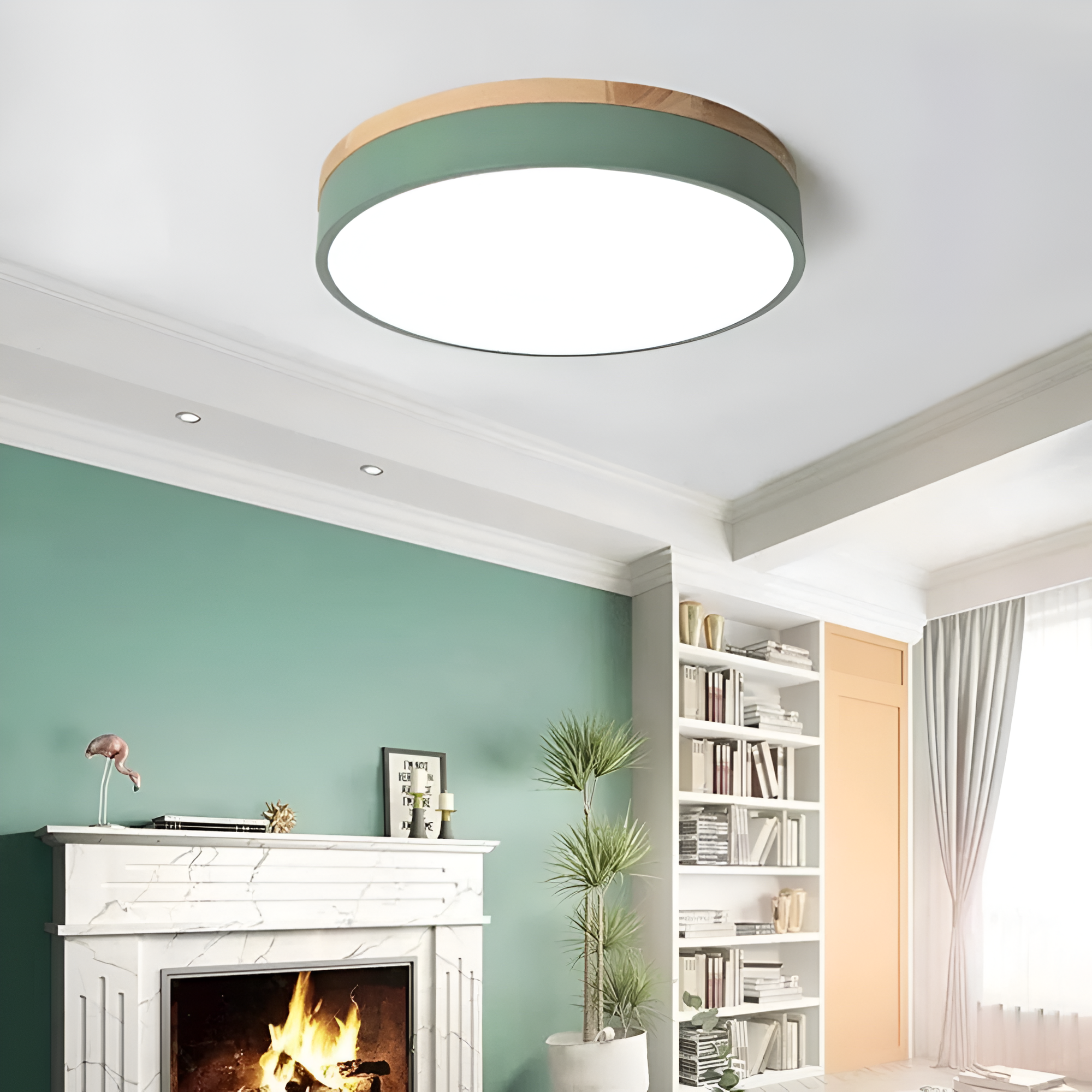 Round Flush Ceiling Light | Nordic Minimalist, Acrylic and Wood