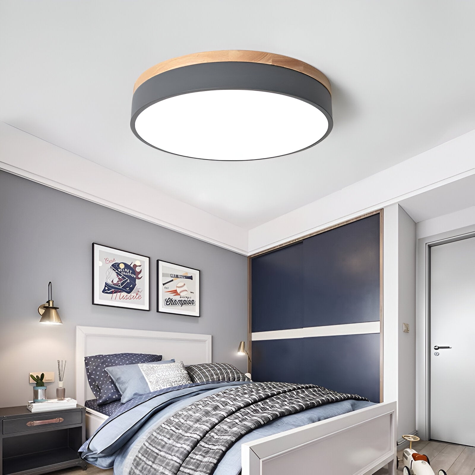 Round Flush Ceiling Light | Nordic Minimalist, Acrylic and Wood
