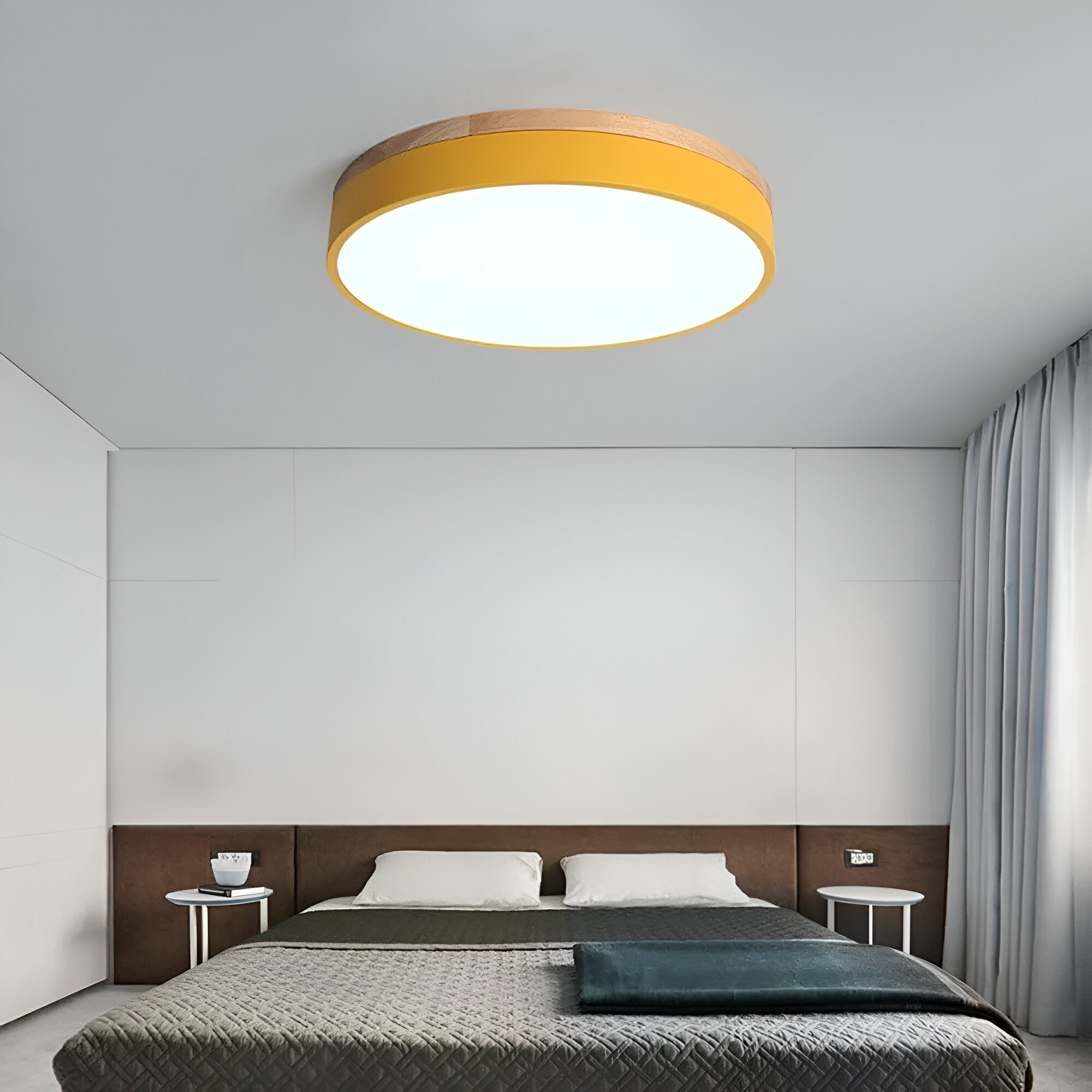 Round Flush Ceiling Light | Nordic Minimalist, Acrylic and Wood