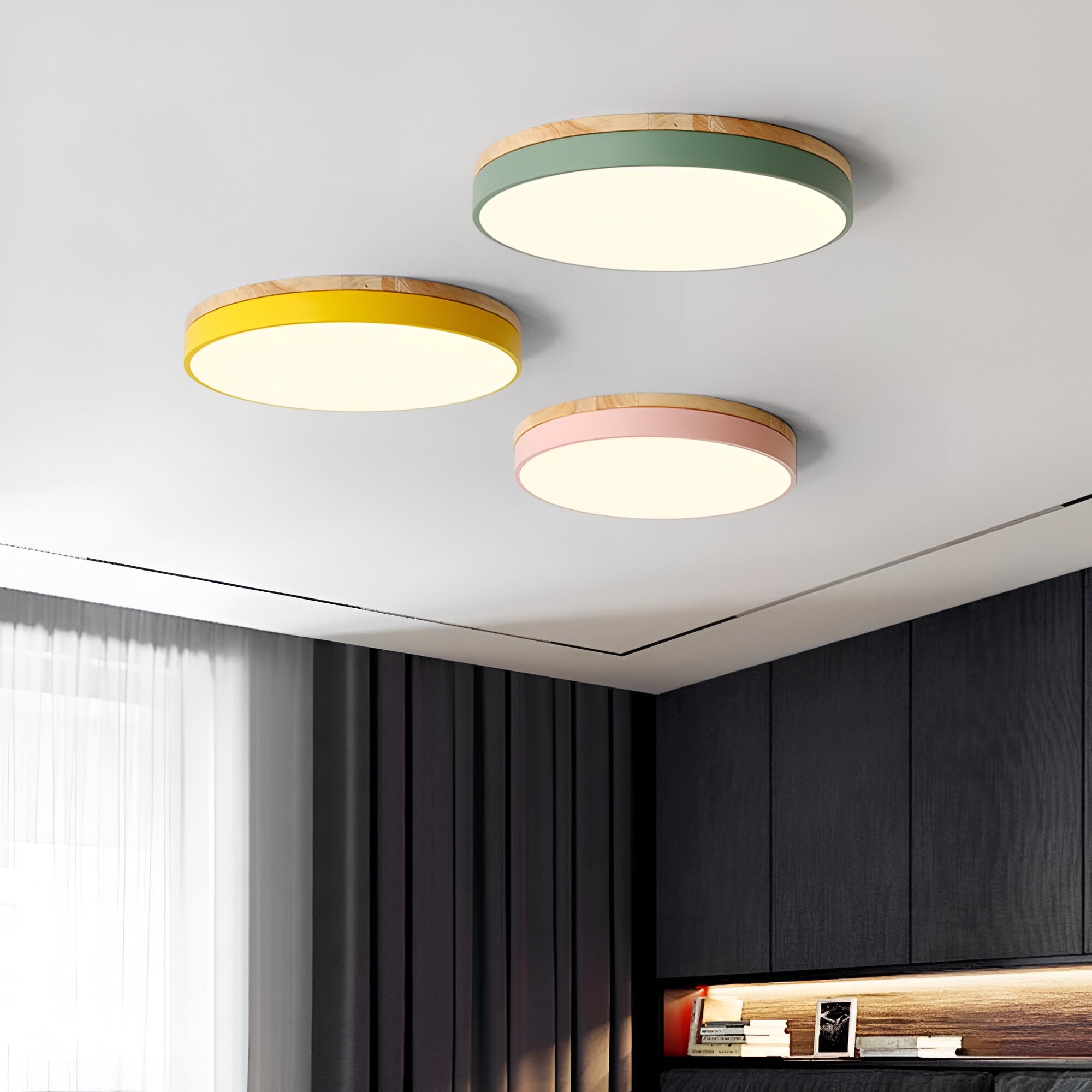 Round Flush Ceiling Light | Nordic Minimalist, Acrylic and Wood