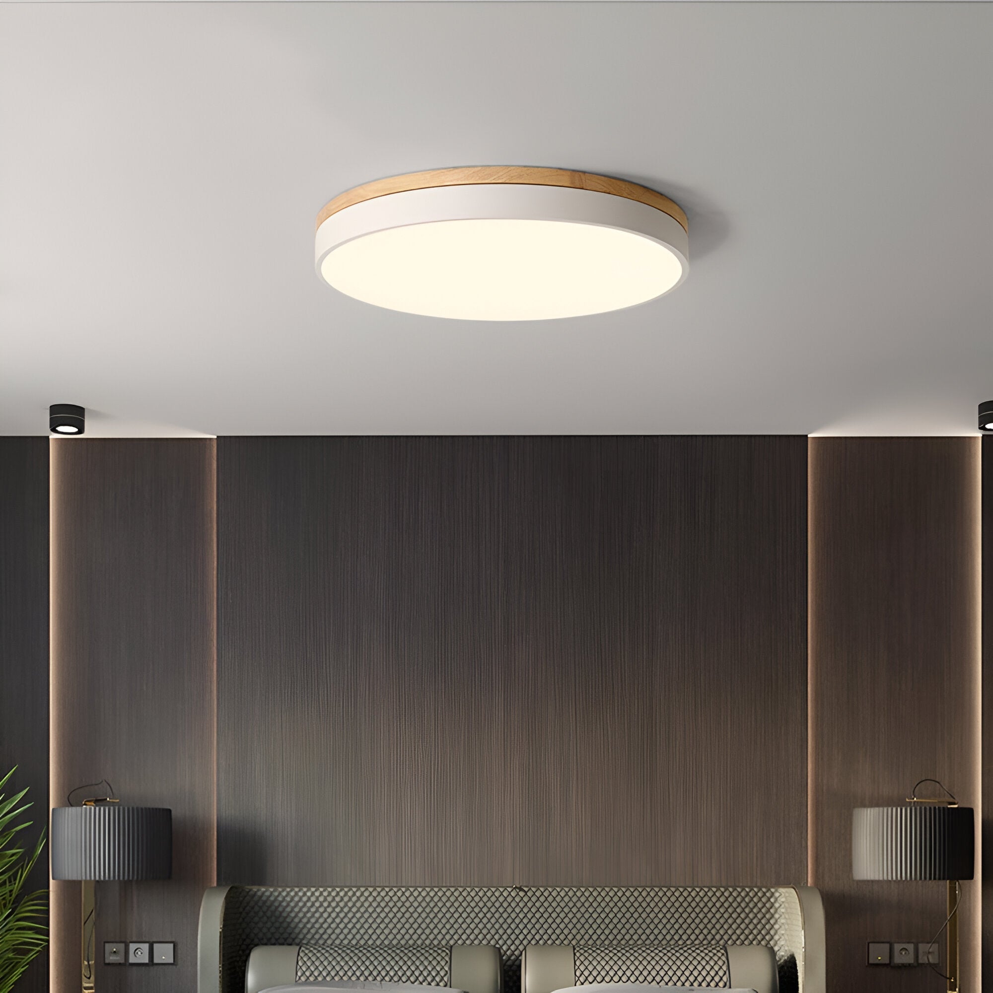 Round Flush Ceiling Light | Nordic Minimalist, Acrylic and Wood