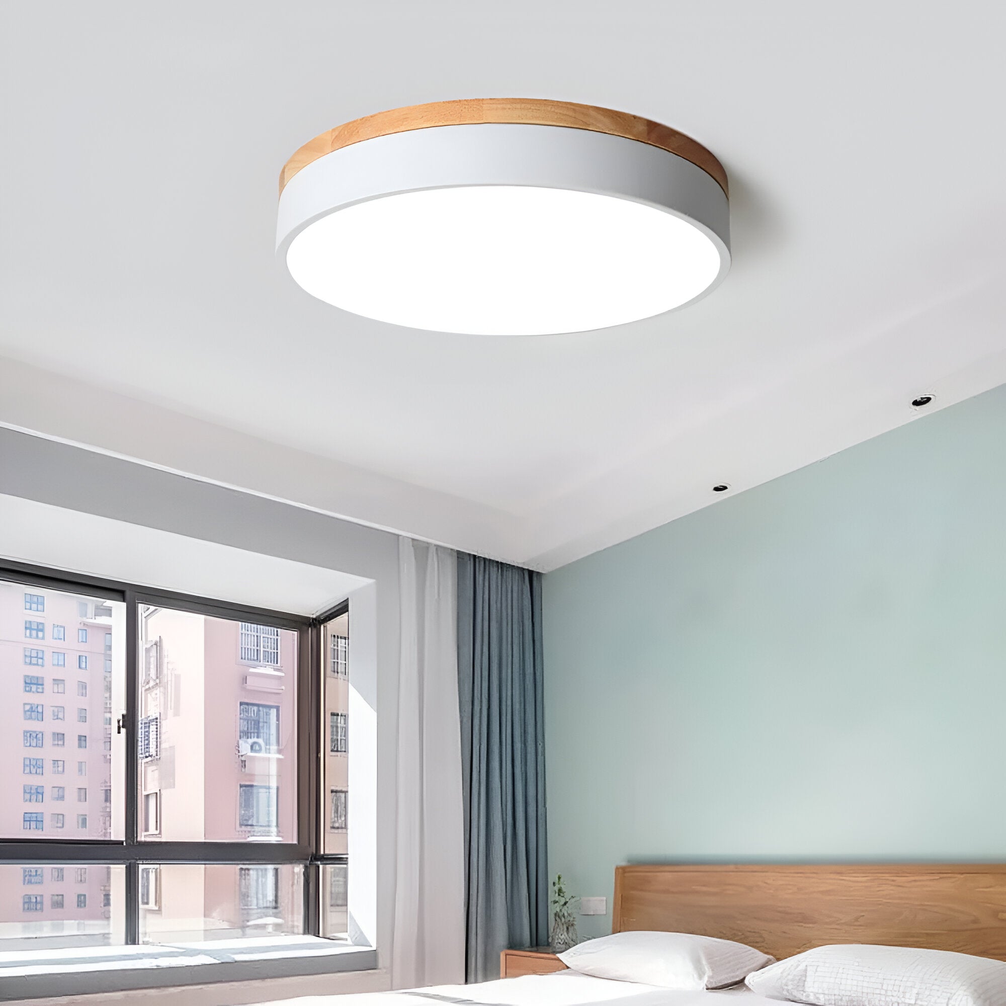 Round Flush Ceiling Light | Nordic Minimalist, Acrylic and Wood