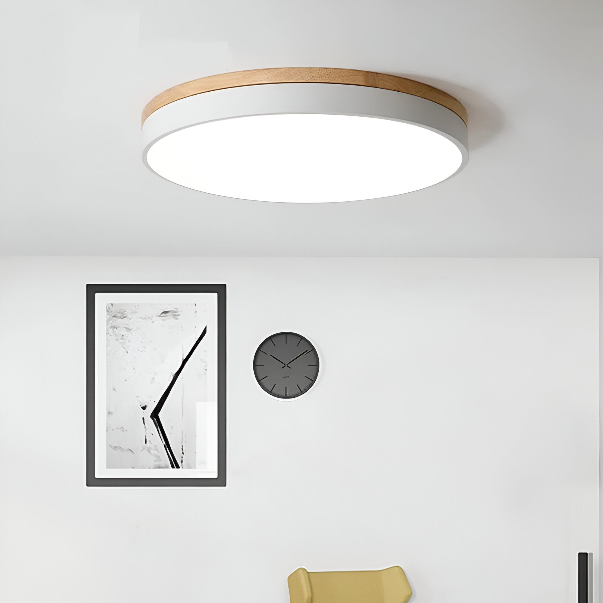Round Flush Ceiling Light | Nordic Minimalist, Acrylic and Wood
