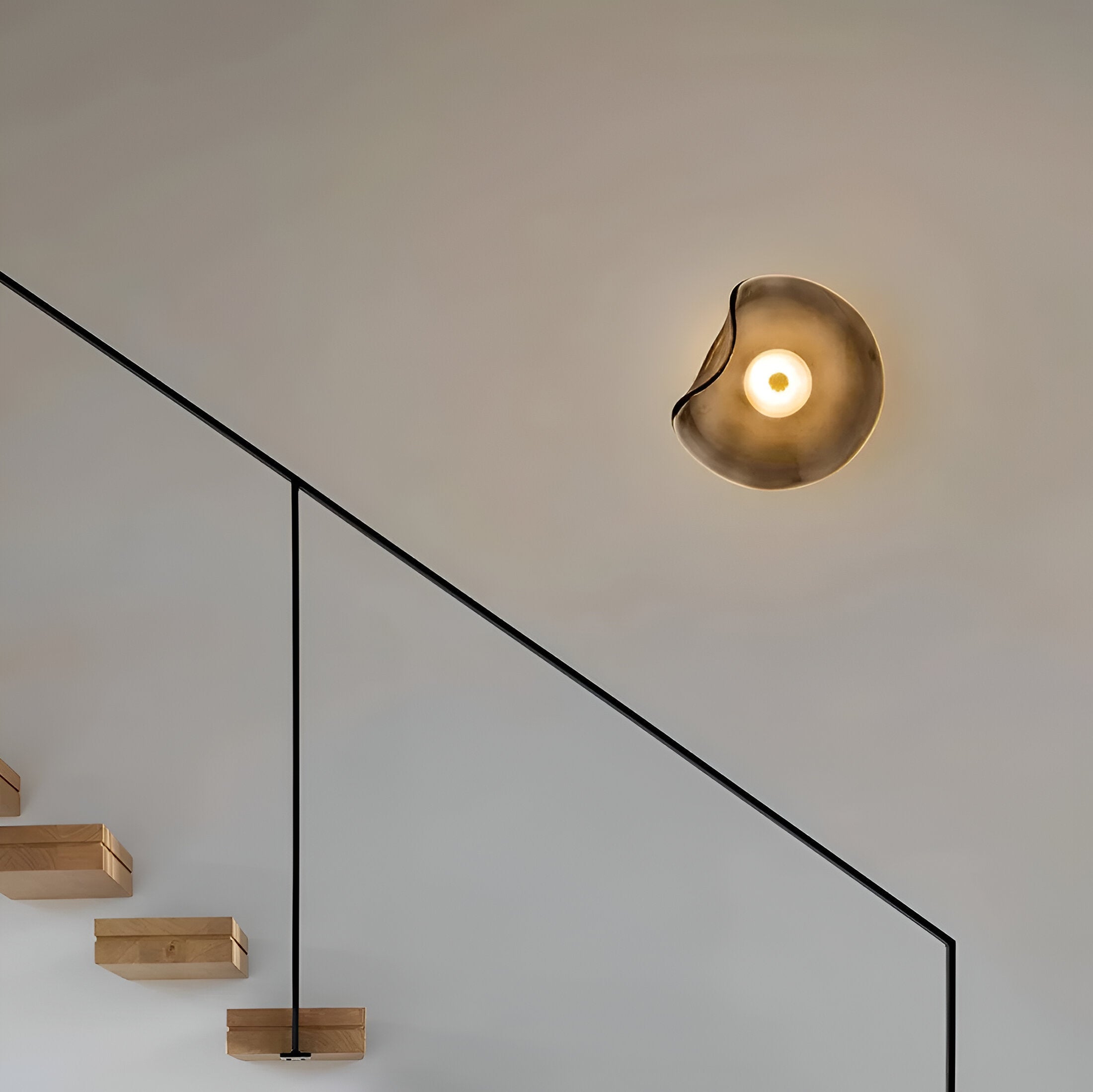 Curved Glass LED Wall Light | Japandi Style, Warm White