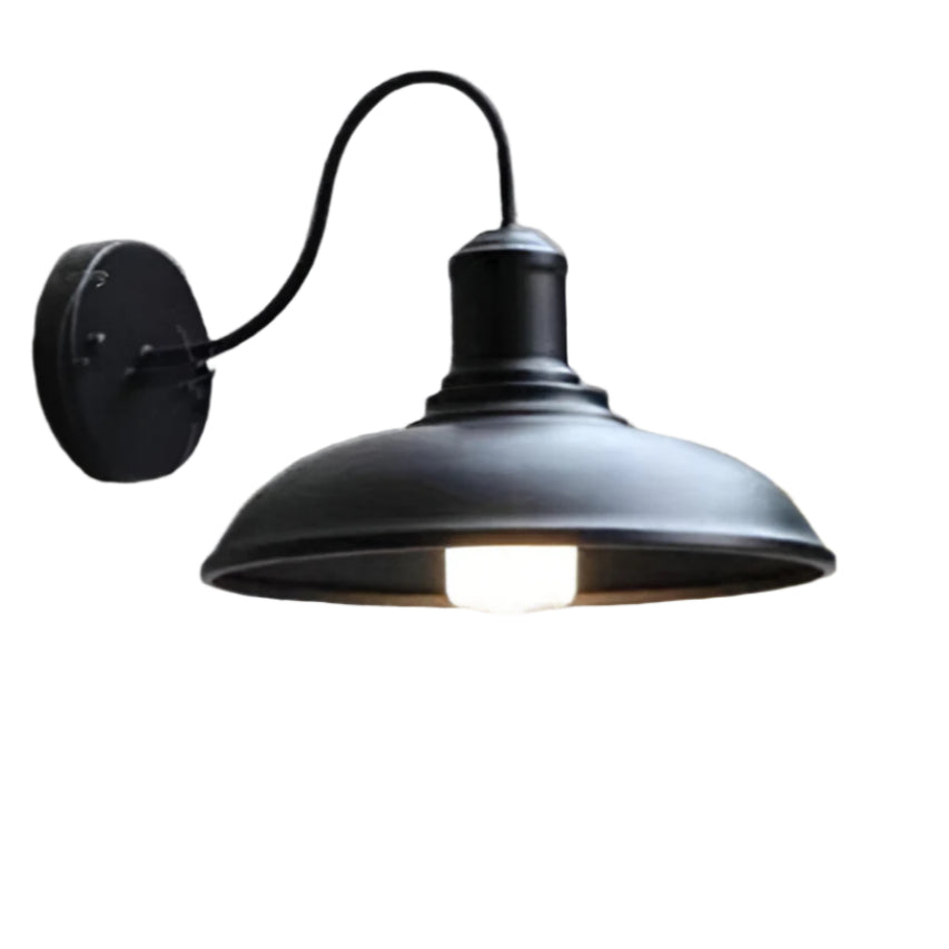 Industrial Gooseneck Outdoor Wall Light | Bowl Shade, IP65 Rated