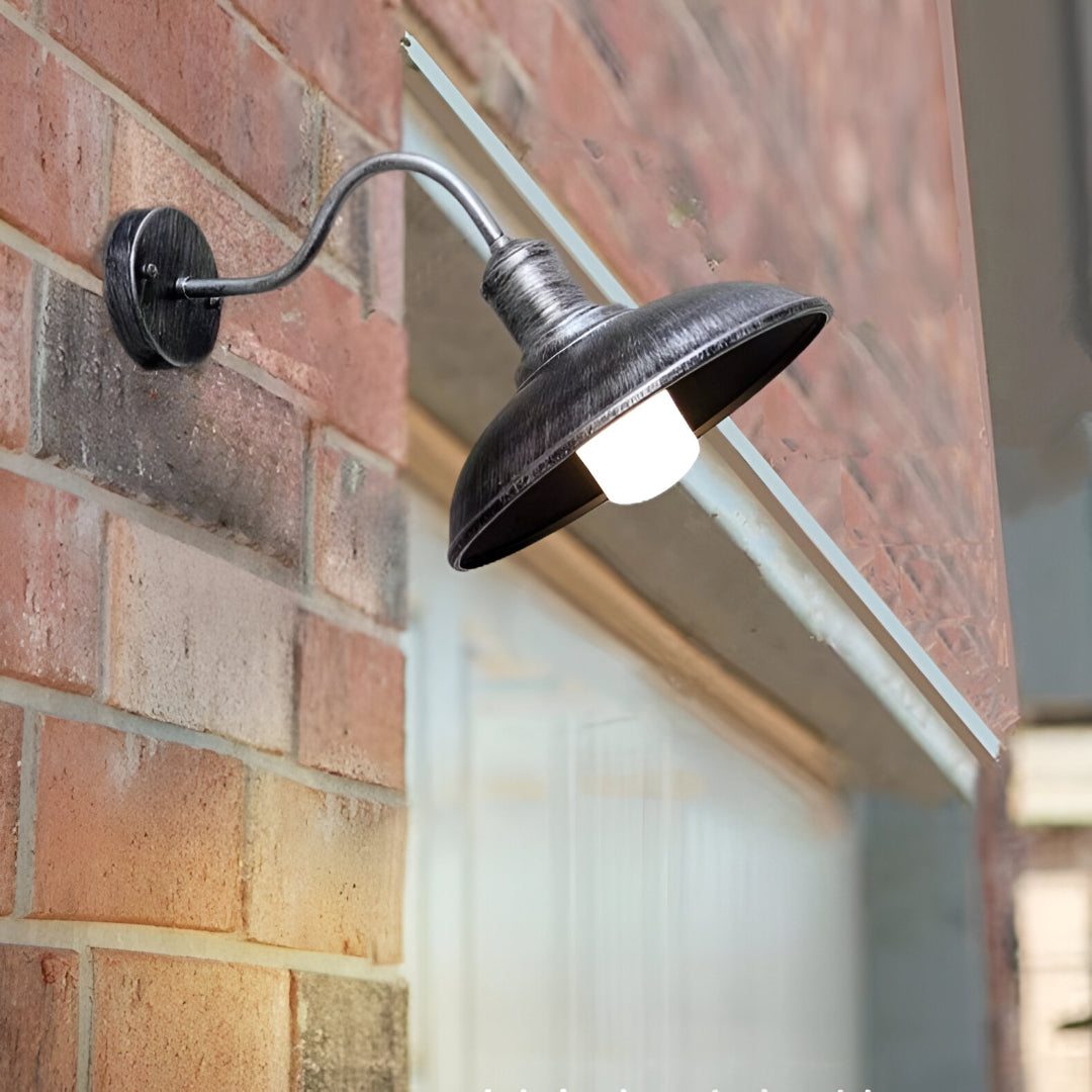 Industrial Gooseneck Outdoor Wall Light | Bowl Shade, IP65 Rated
