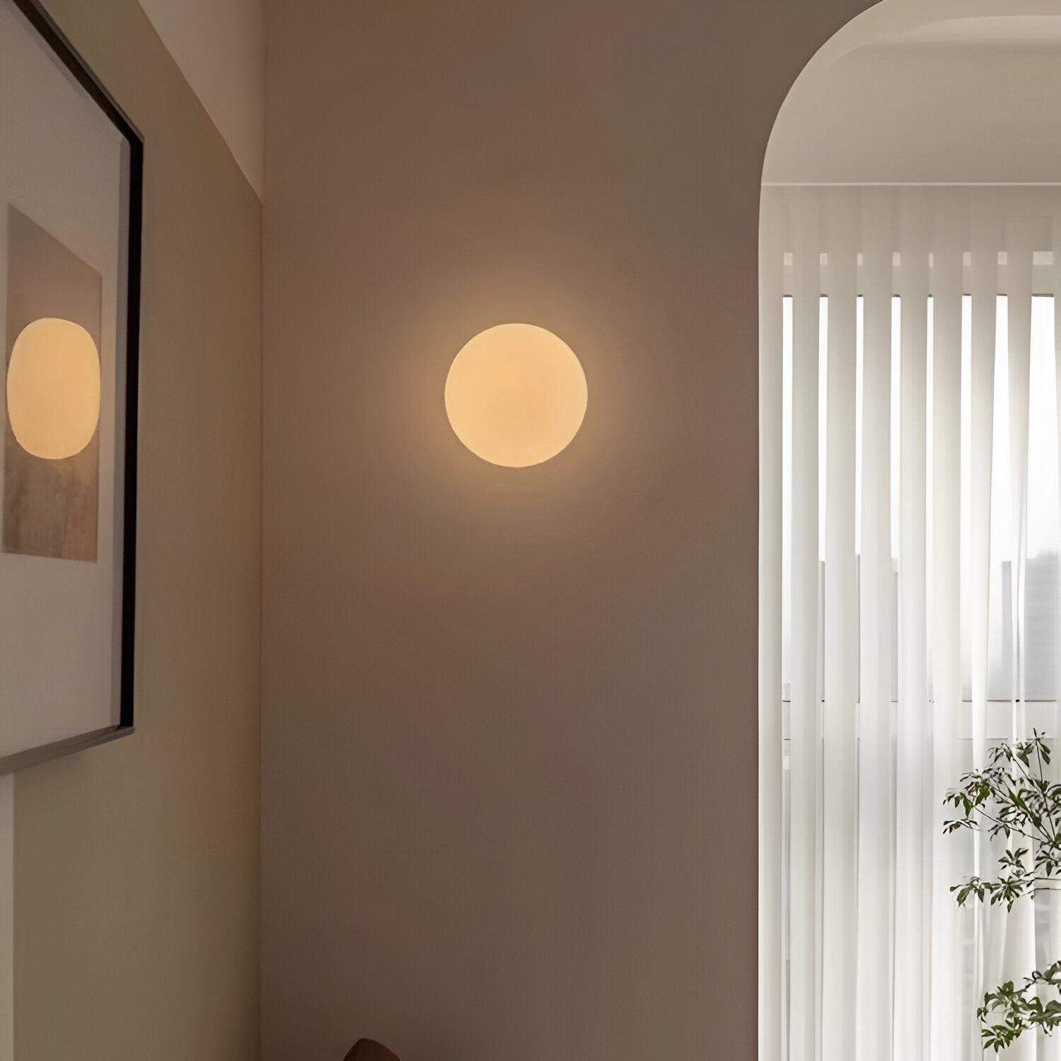 Round Frosted Glass Wall Light | Minimalist Japandi, 4 Sizes