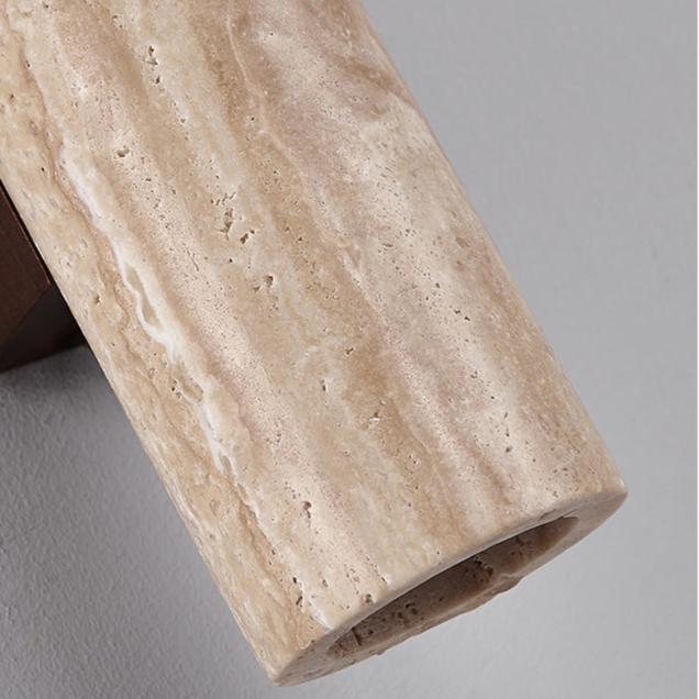 Travertine Tube Wall Sconce | Japandi Style, Natural Stone