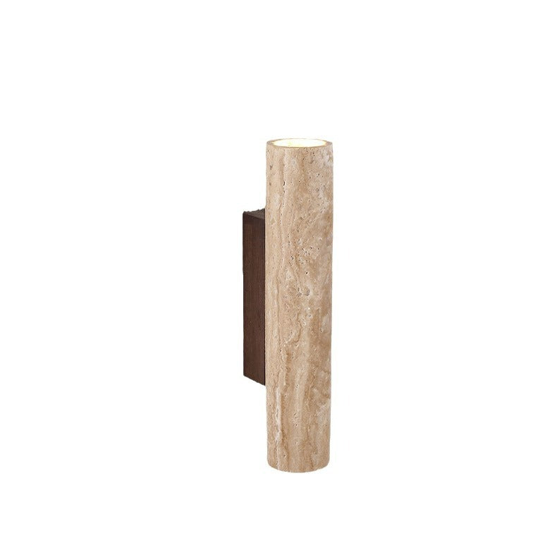 Travertine Tube Wall Sconce | Japandi Style, Natural Stone