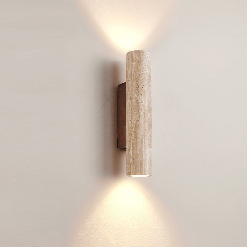 Travertine Tube Wall Sconce | Japandi Style, Natural Stone