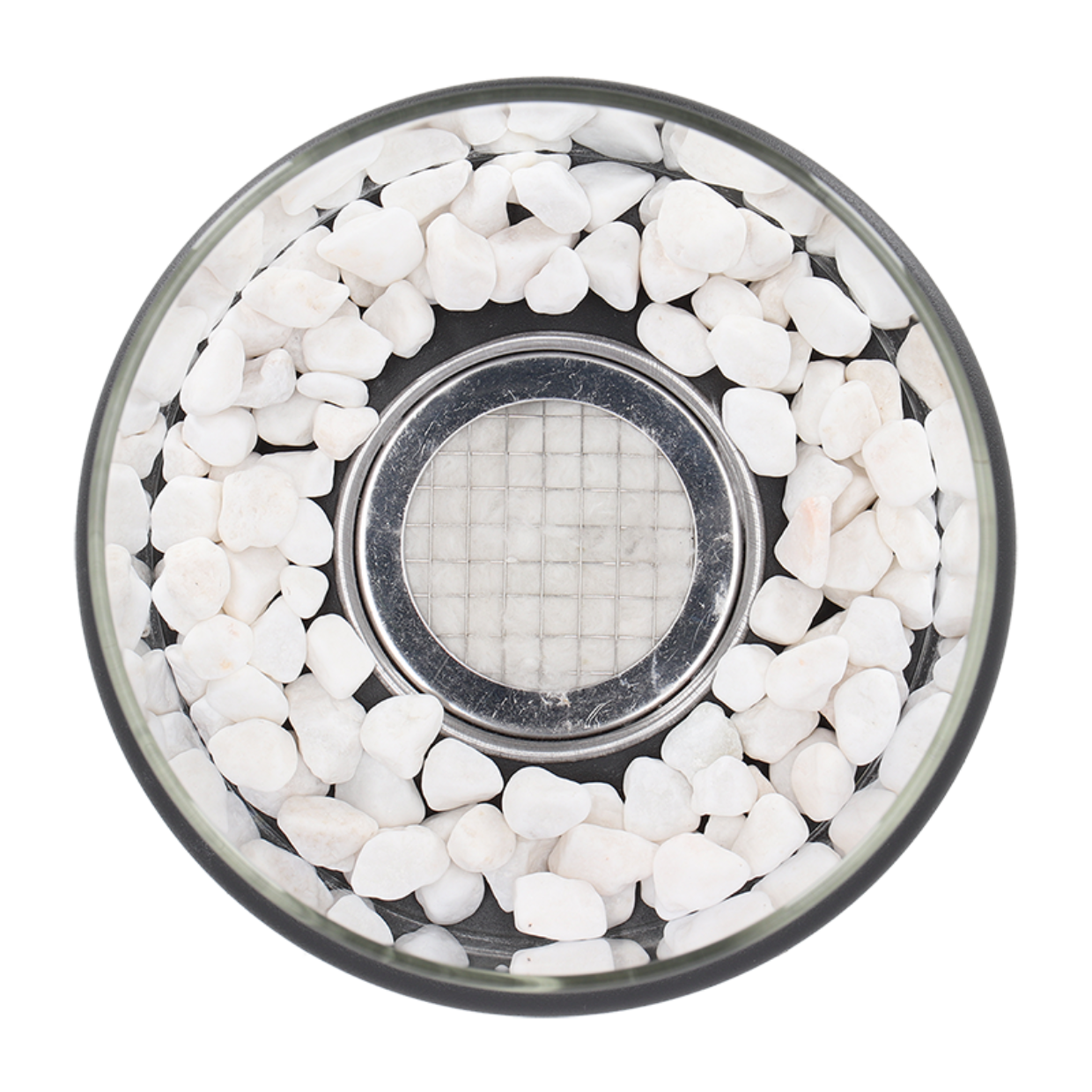Round Oil Lamp | Glass and Metal, Open Flame Table Décor