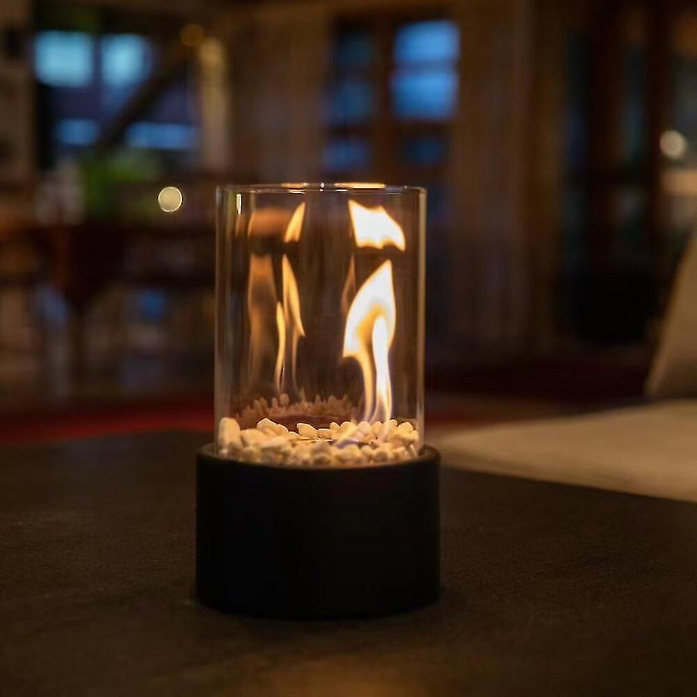Round Oil Lamp | Glass and Metal, Open Flame Table Décor