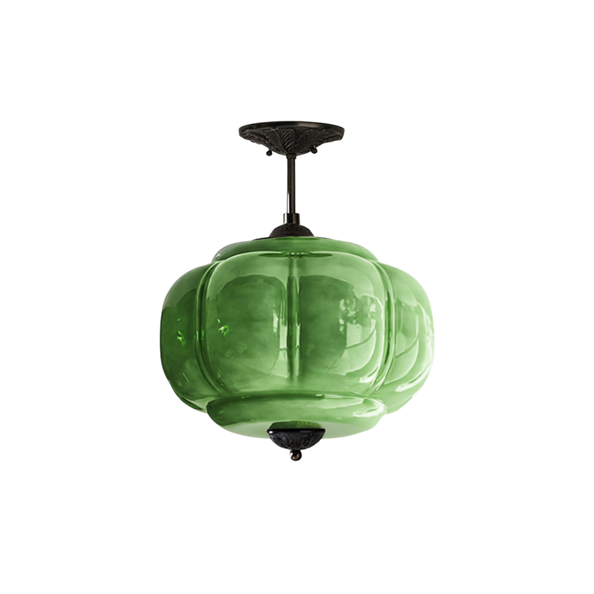 Wave Glass Ceiling Light | Brass Fittings, Green or White, Ø38cm