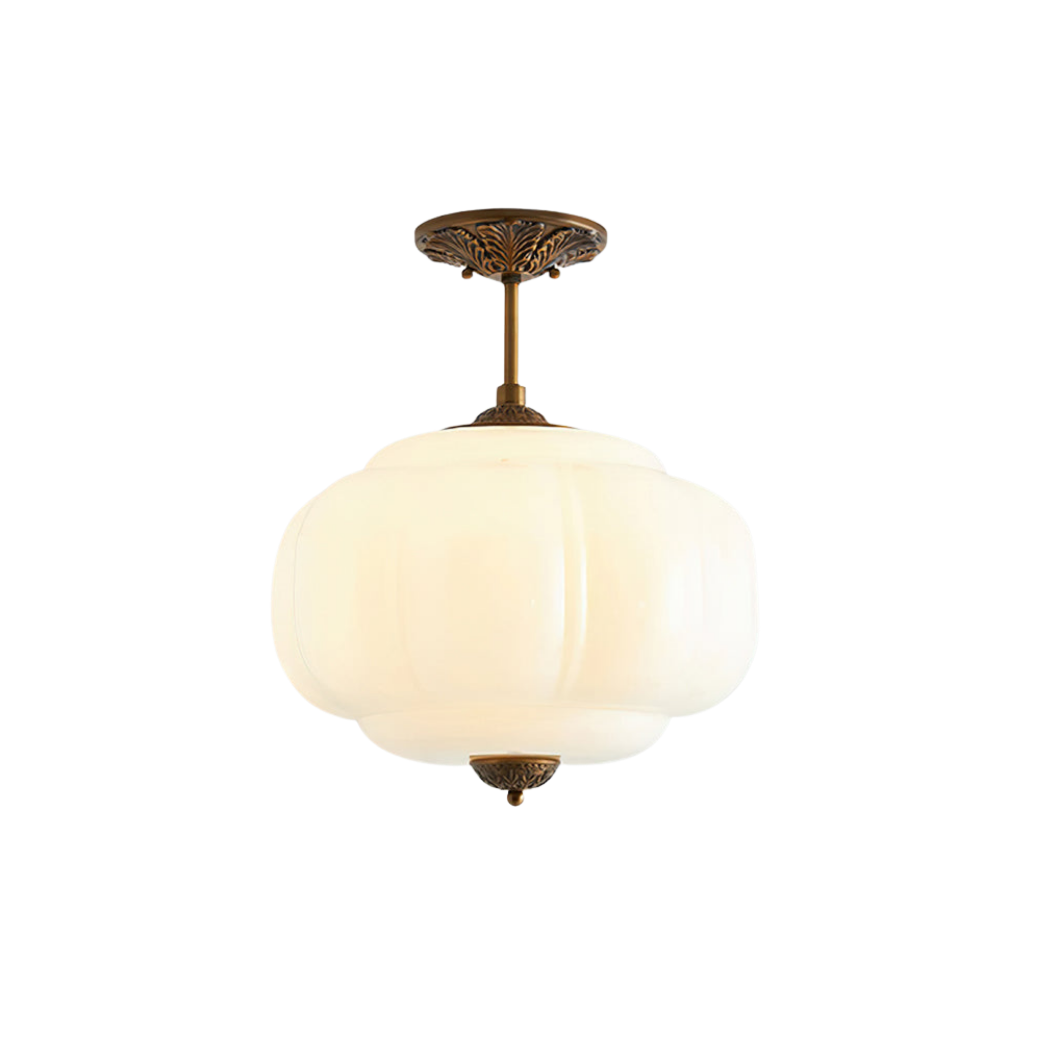 Wave Glass Ceiling Light | Brass Fittings, Green or White, Ø38cm