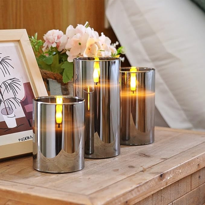 Real Wax LED Candle Set | Set of 3, Flame Effect with Remote