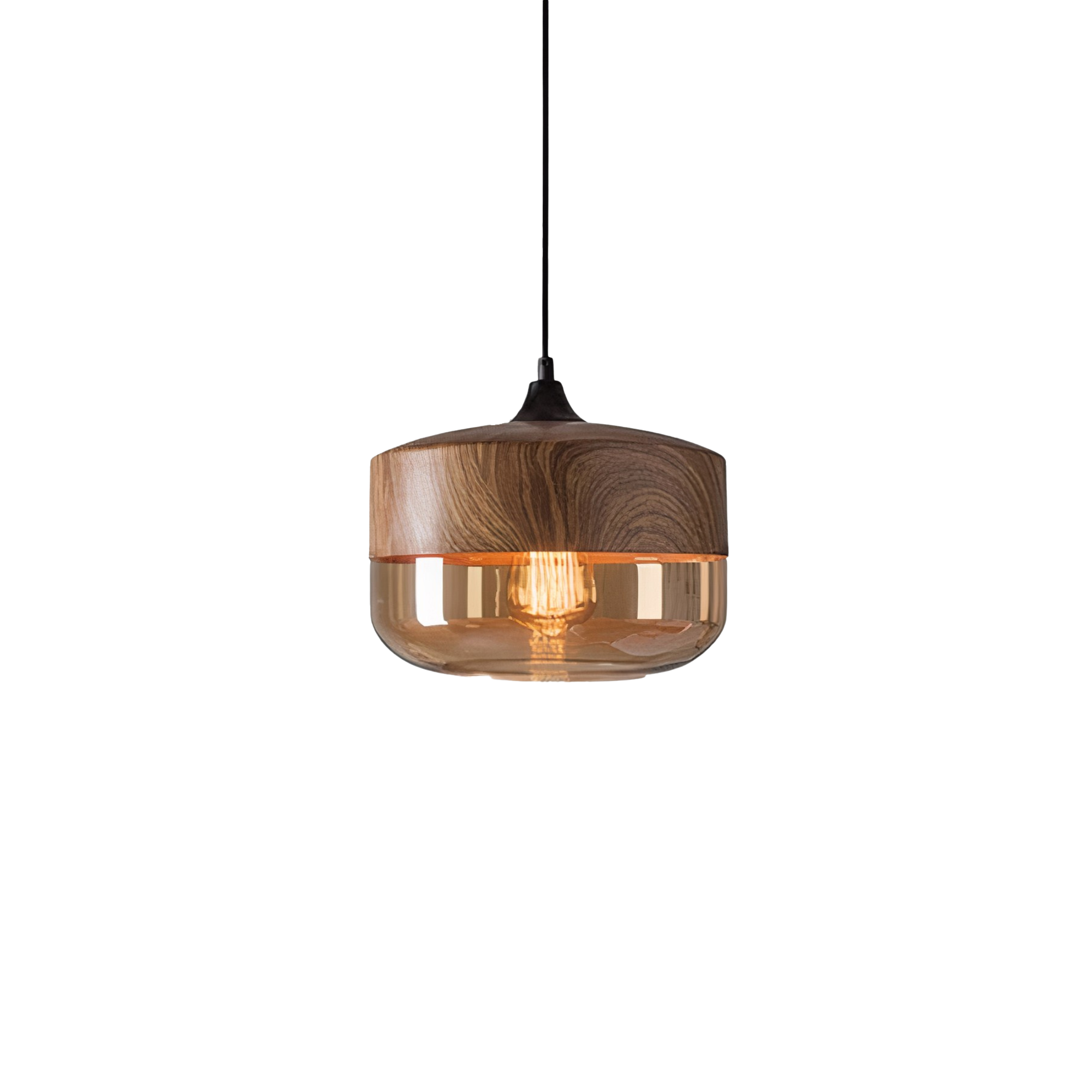 Wood and Coloured Glass Pendant Light | Warm, Modern Design
