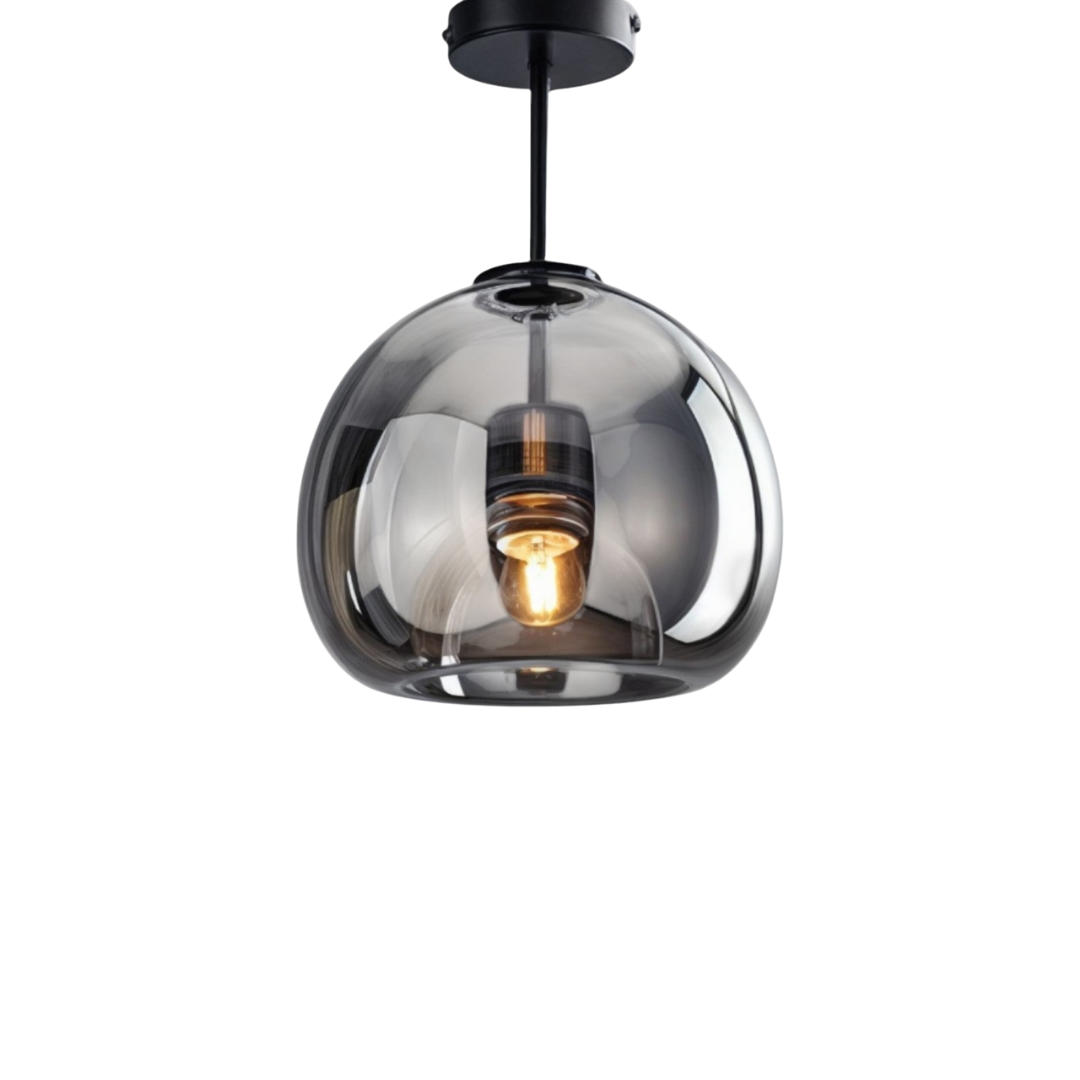 Round Glass Ceiling Light | Smoked or Cognac Glass, Modern Minimal
