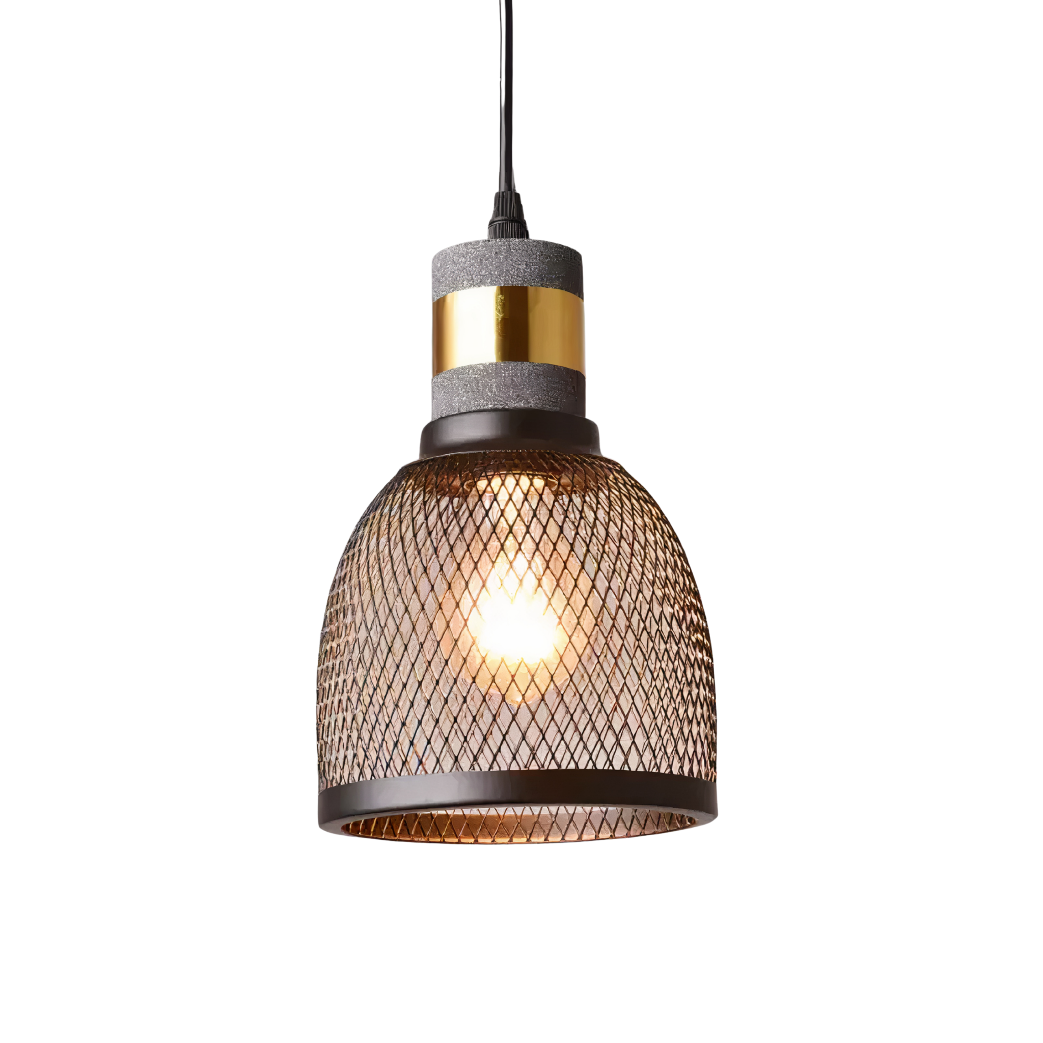 Concrete Mesh Pendant Light | Industrial Wire Cage, E27