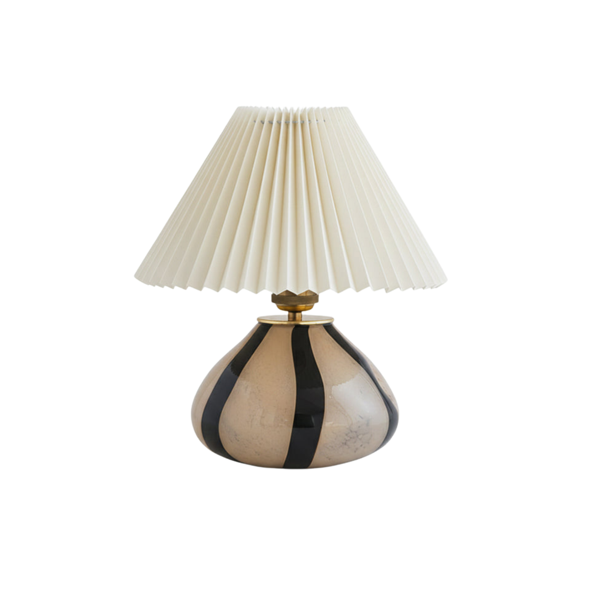 Pleated Fabric Table Lamp | Glass Base, Warm Structured Light