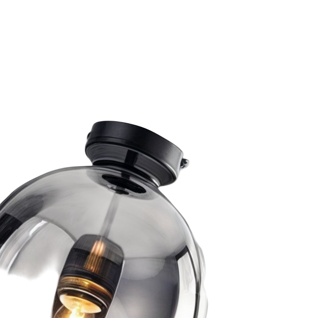 Round Glass Ceiling Light | Smoked or Cognac Glass, Modern Minimal