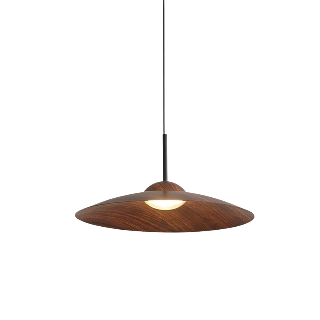 Round Pendant Light | Japandi Wood-Look, Integrated LED