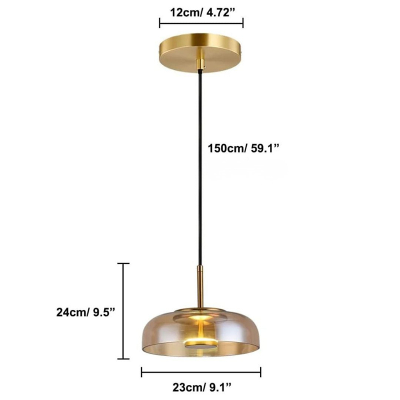 Round Glass Pendant Light | LED, Adjustable Drop, Glass and Metal