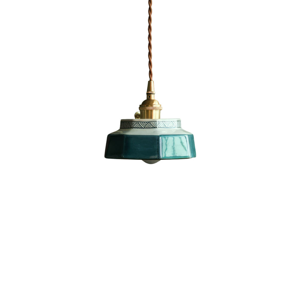 Hand-Painted Ceramic Pendant Light | Scandinavian Style, E27