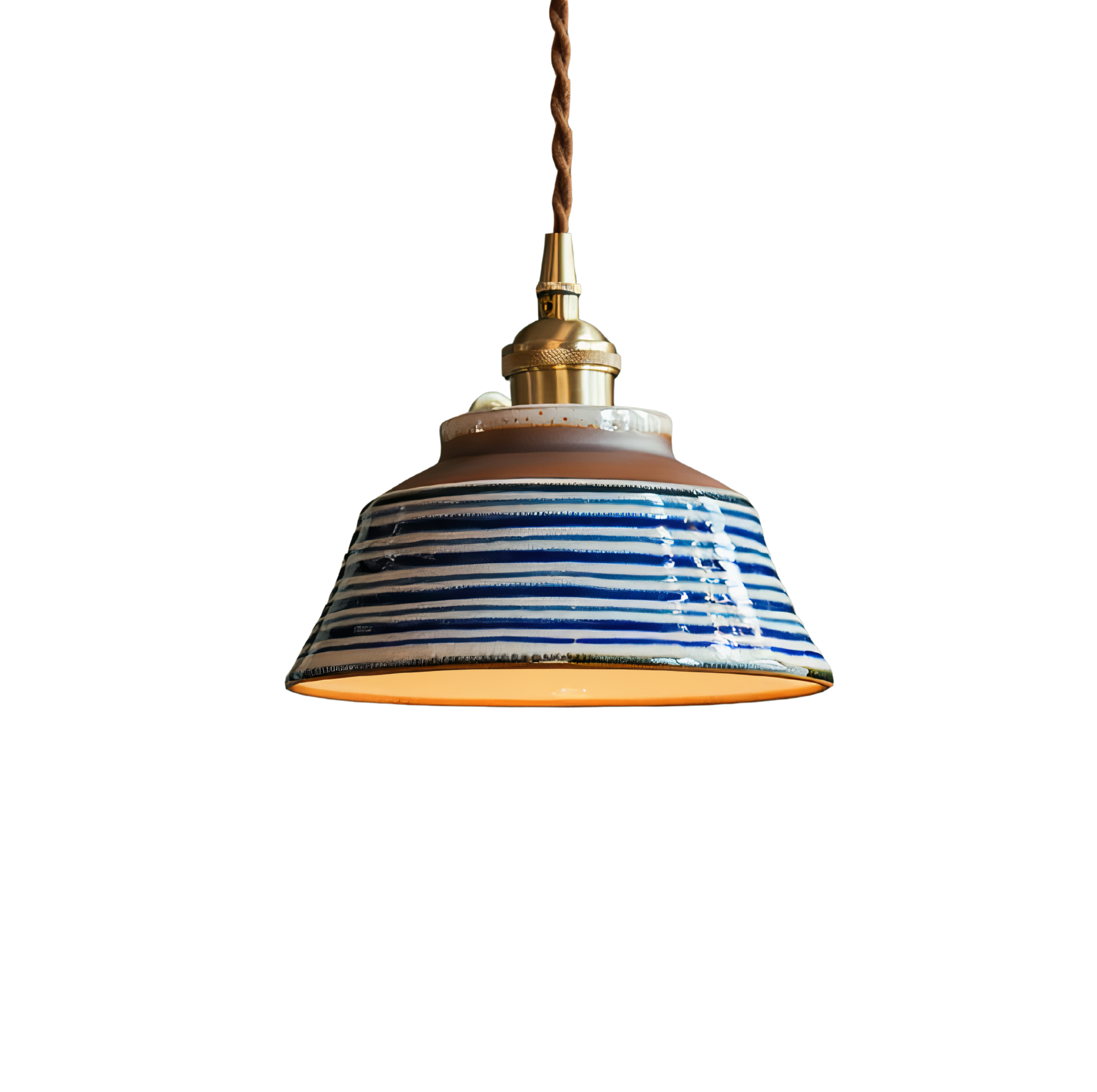 Hand-Painted Ceramic Pendant Light | Scandinavian Floral Design