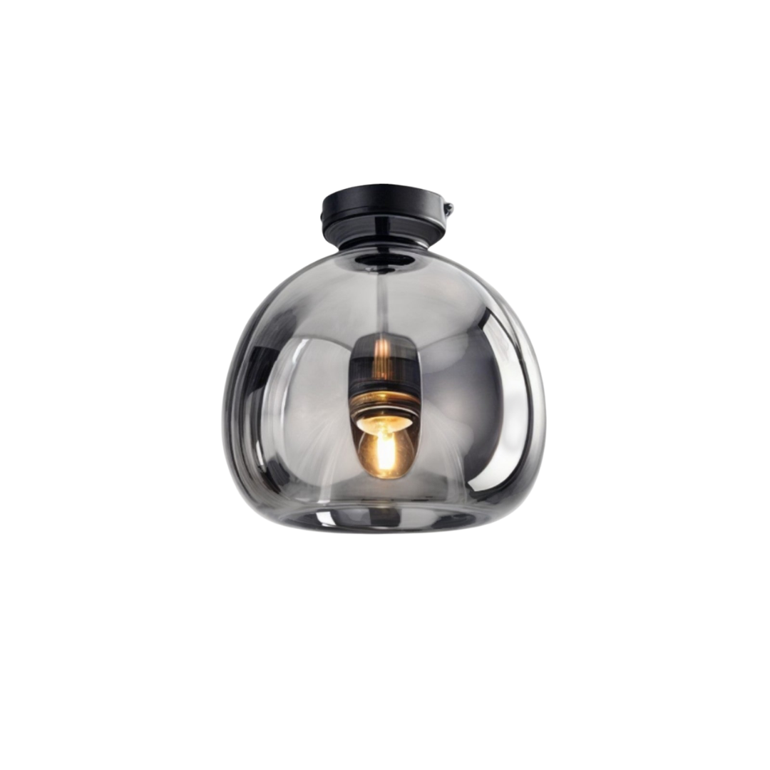 Round Glass Ceiling Light | Smoked or Cognac Glass, Modern Minimal