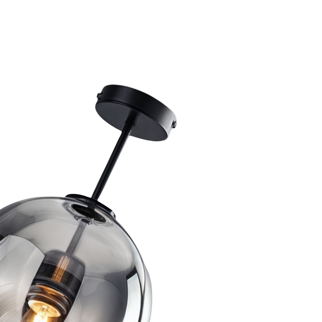 Round Glass Ceiling Light | Smoked or Cognac Glass, Modern Minimal
