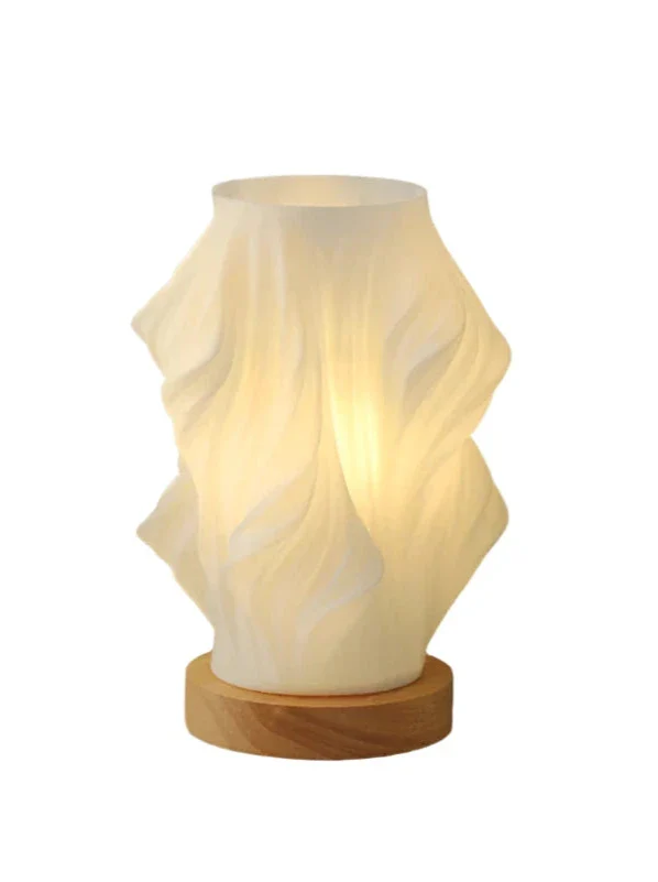 Sculptural LED Table Lamp | Wood Base, Dimmable, USB Powered