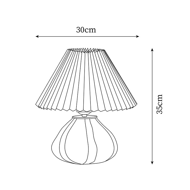 Pleated Fabric Table Lamp | Glass Base, Warm Layered Light