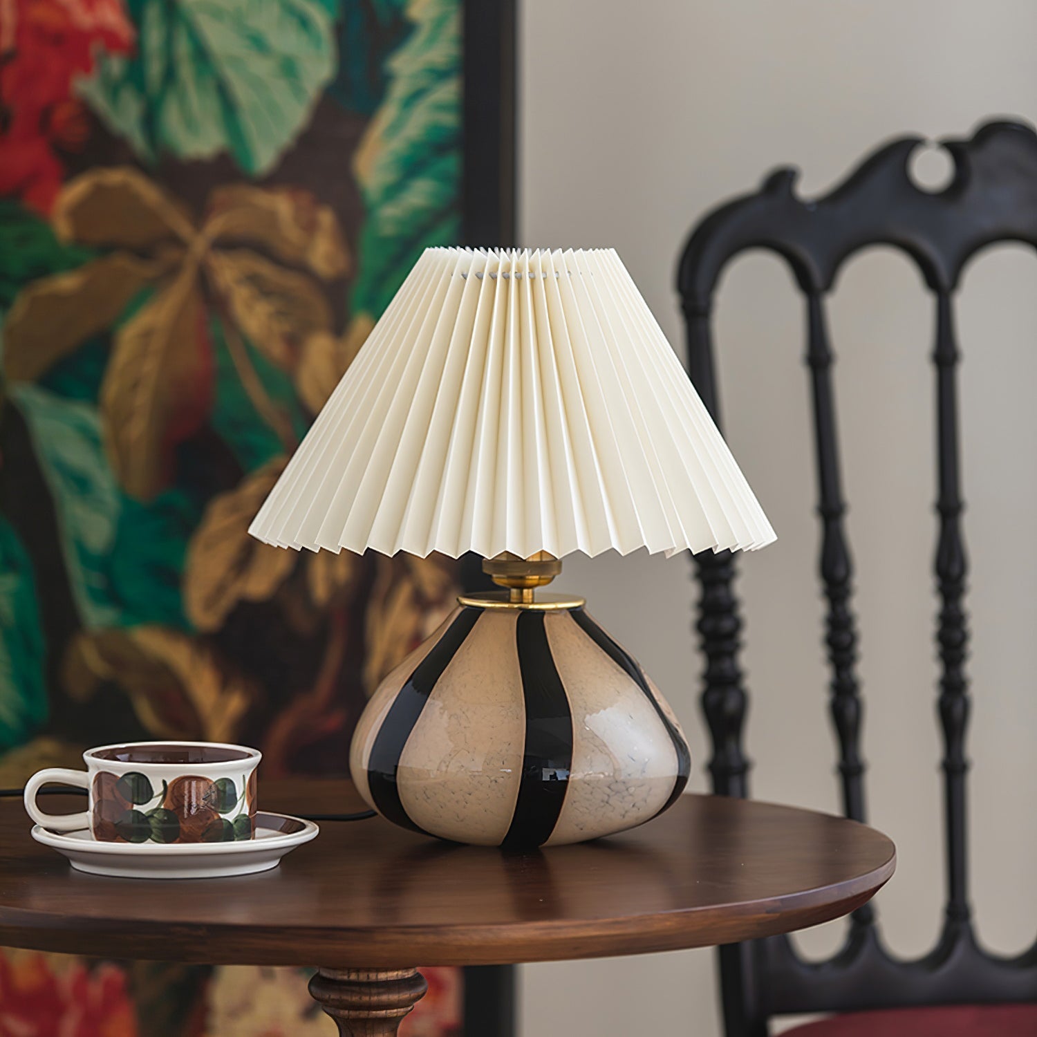 Pleated Fabric Table Lamp | Glass Base, Warm Layered Light