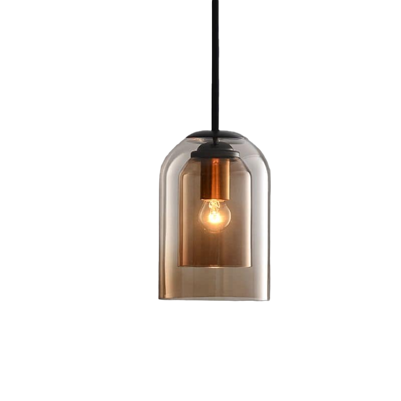 Double Glass Pendant Light | Smoked Glass, E27 Dimmable