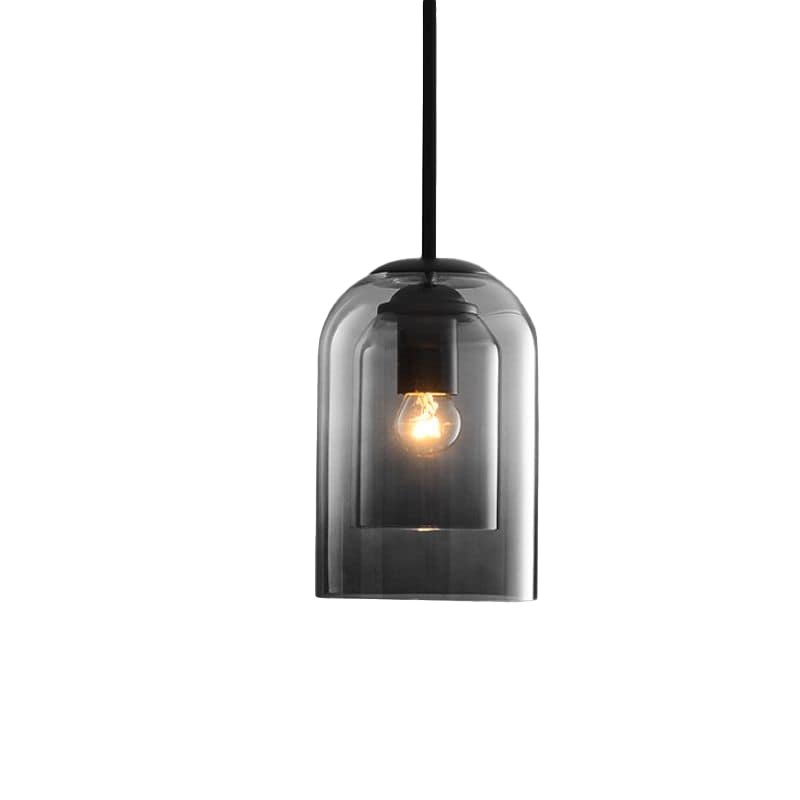 Double Glass Pendant Light | Smoked Glass, E27 Dimmable