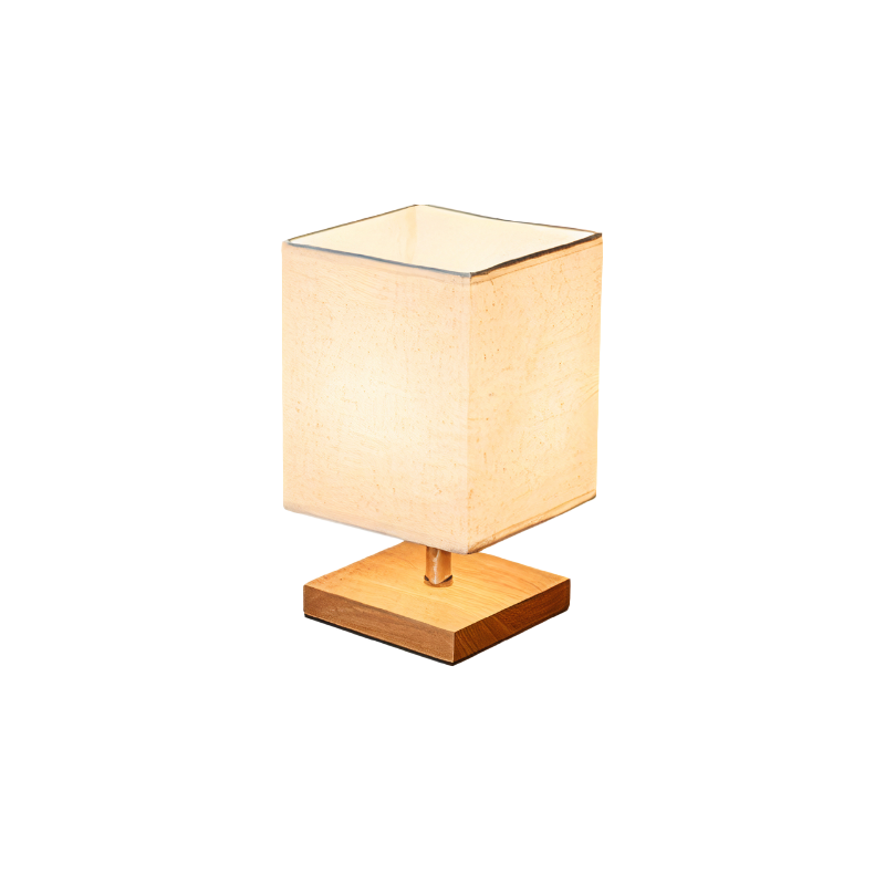 Wood Base Table Lamp with Linen Shade | Japandi Style, E27